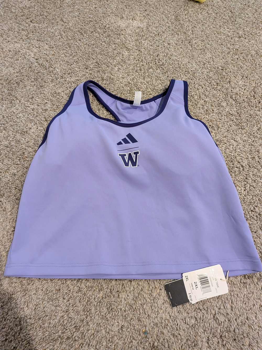 adidas Lavender Tank Top with Navy Trim and 'W' Emblem